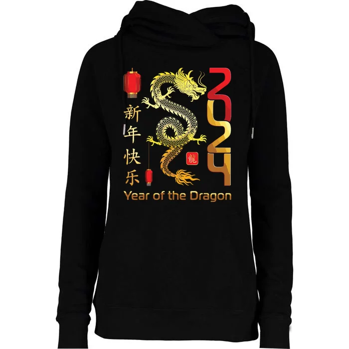 Year Of The Dragon 2024 Lunar New Year Chinese New Year 2024 Womens Funnel Neck Pullover Hood