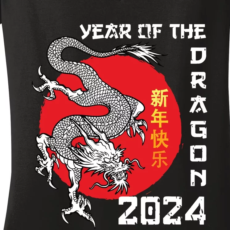 Year Of The Dragon 2024 Lunar New Year Chinese New Year 2024 Women's V-Neck T-Shirt