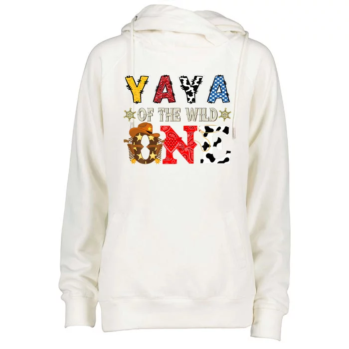 Yaya Of The Wild One 1st Birthday Western Cowboy Womens Funnel Neck Pullover Hood