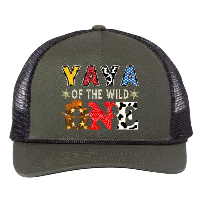 Yaya Of The Wild One 1st Birthday Western Cowboy Retro Rope Trucker Hat Cap