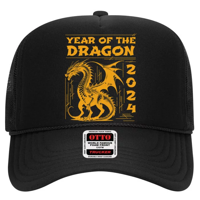 Year Of The Dragon 2024 Lunar New Year Chinese New Year 2024 High Crown Mesh Trucker Hat