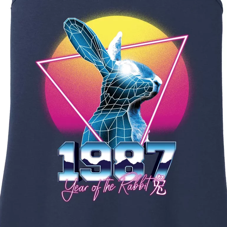 Year Of The Rabbit – Chinese Zodiac – Synthwave Style Ladies Essential Tank