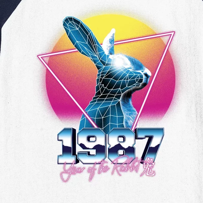 Year Of The Rabbit – Chinese Zodiac – Synthwave Style Baseball Sleeve Shirt