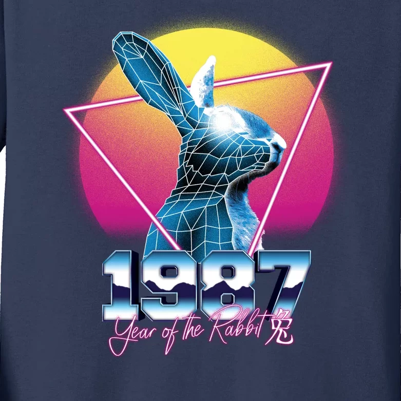 Year Of The Rabbit – Chinese Zodiac – Synthwave Style Kids Long Sleeve Shirt