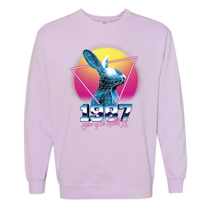 Year Of The Rabbit – Chinese Zodiac – Synthwave Style Garment-Dyed Sweatshirt