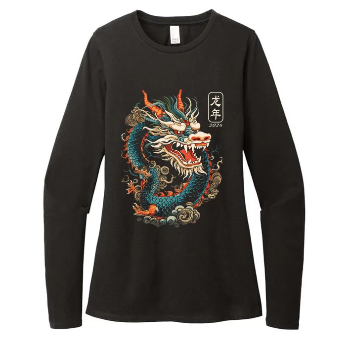 Year Of The Dragon 2024 Vintage Chinese Womens CVC Long Sleeve Shirt