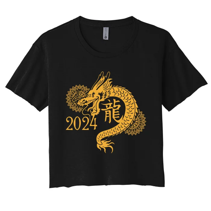 Year Of The Dragon 2024 Chinese New Year Zodiac Lunar Women's Crop Top Tee