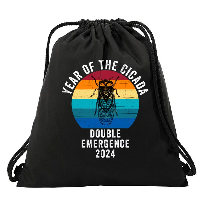 Year Of The Cicada Double Emergence 2024 Cicada Lover Return Of The Cicadas Drawstring Bag 1555