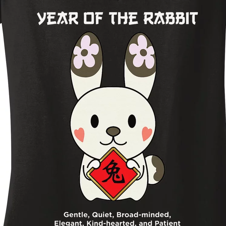 Year of The Rabbit Chinese Zodiac Lunar New Year Women's V-Neck T-Shirt