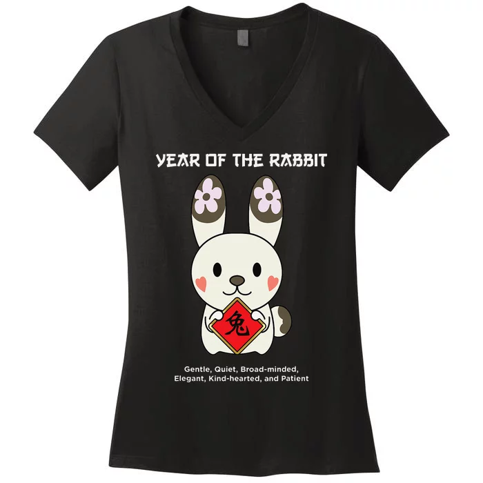 Year of The Rabbit Chinese Zodiac Lunar New Year Women's V-Neck T-Shirt