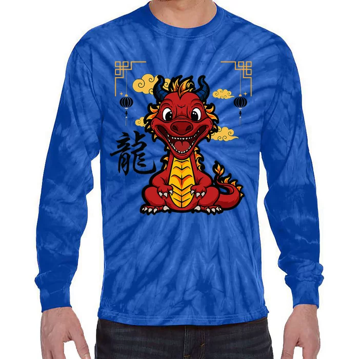 Year of the Dragon 2024 Chinese New Year Zodiac Lunar Tie-Dye Long Sleeve Shirt