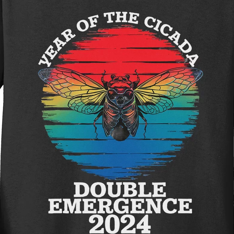 Year Of The Cicada 2024 Cicada Invasion Brood Xix Brood Xiii Kids Long Sleeve Shirt