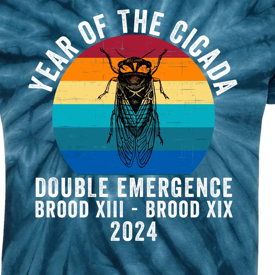 Year Of The Cicada Double Emergence Brood Xiii Brood Xix 2024 Kids Tie-Dye T-Shirt