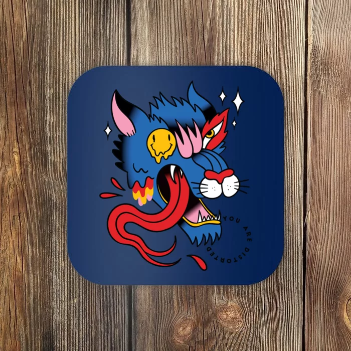 You Are Distorted Funny Wolf Coaster