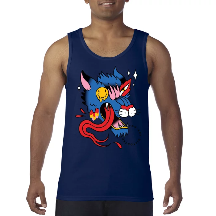 You Are Distorted Funny Wolf Tank Top