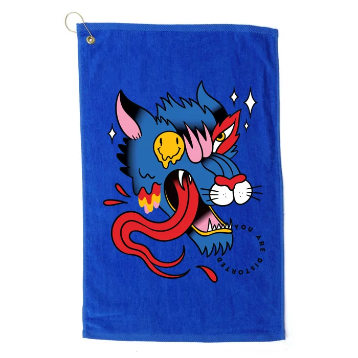 You Are Distorted Funny Wolf Platinum Collection Golf Towel