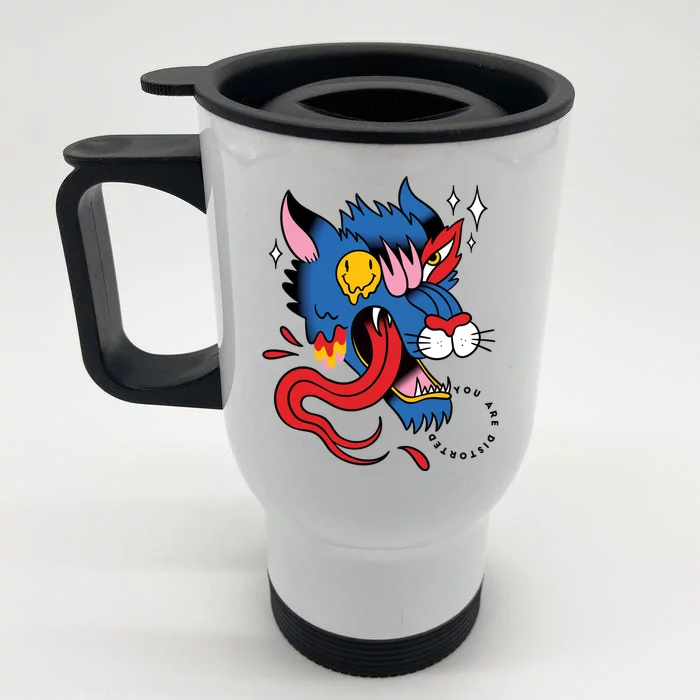 You Are Distorted Funny Wolf Front & Back Stainless Steel Travel Mug