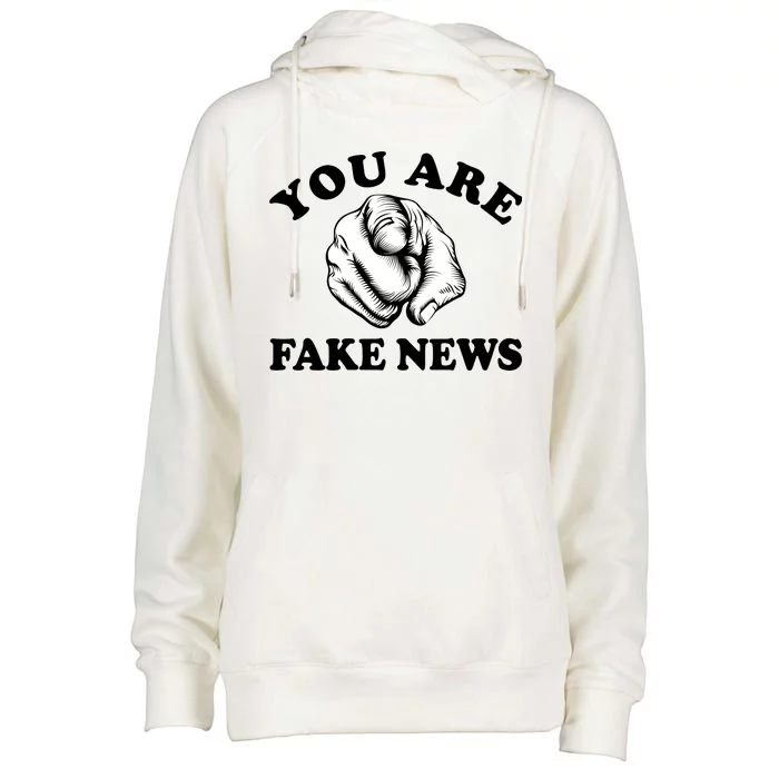 You Are Fake News Funny Trump Political Womens Funnel Neck Pullover Hood