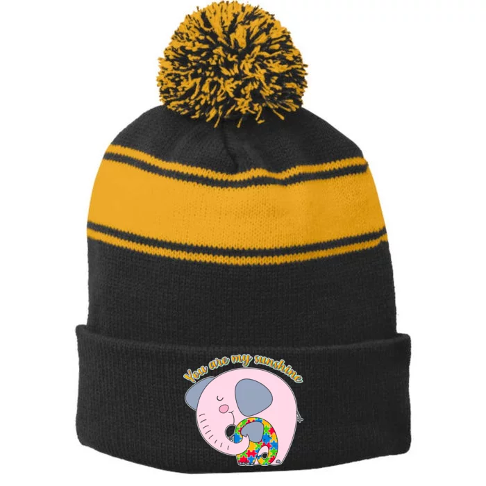 You Are My Sunshine Autism Awareness Stripe Pom Pom Beanie