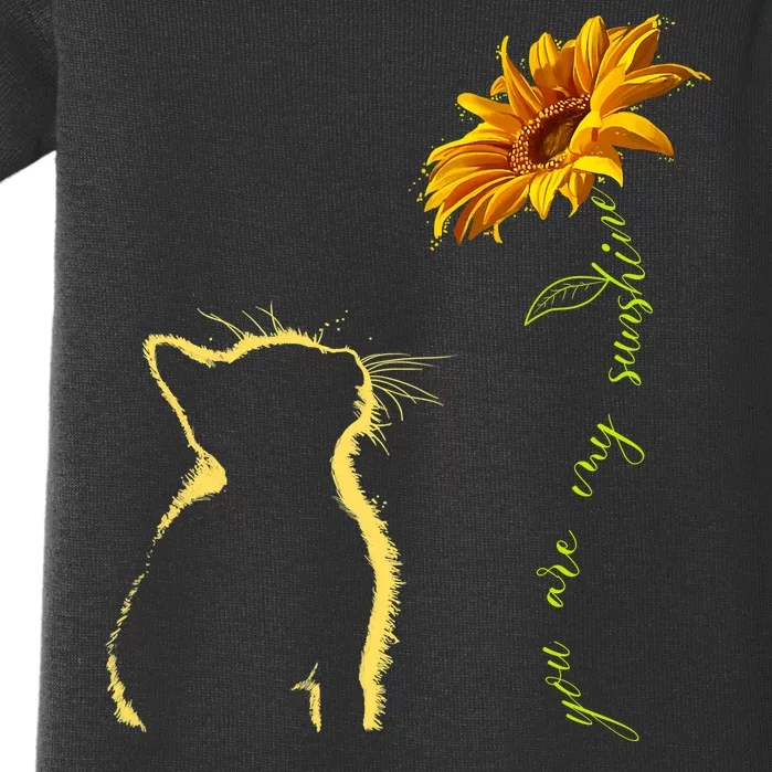 You Are My Sunshine Cat Sunflower Baby Bodysuit