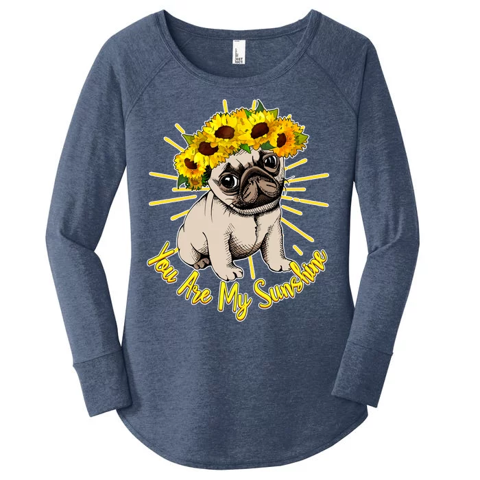 You Are My Sunshine Sunflower Pug Women's Perfect Tri Tunic Long Sleeve Shirt