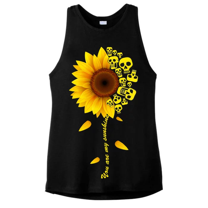 You Are My Sunshine Sunflower Skulls Ladies Tri-Blend Wicking Tank