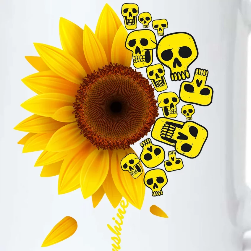 You Are My Sunshine Sunflower Skulls Black Color Changing Mug