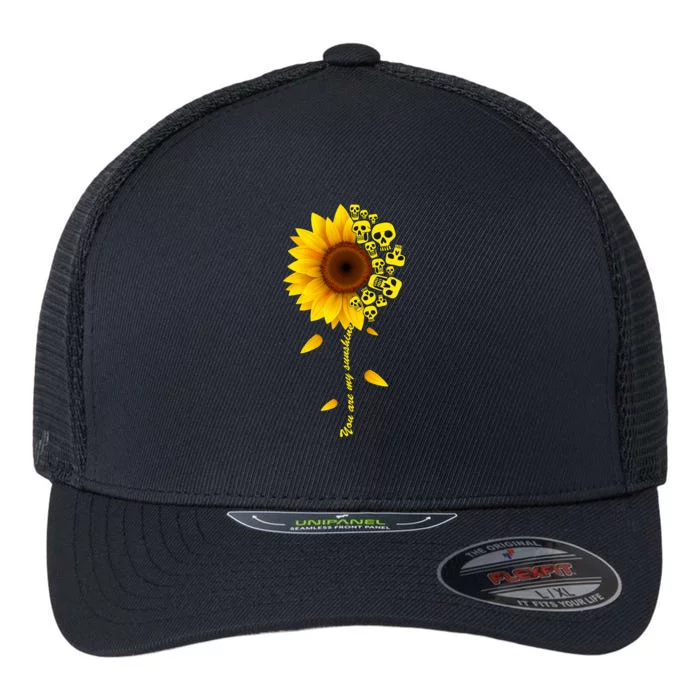 You Are My Sunshine Sunflower Skulls Flexfit Unipanel Trucker Cap