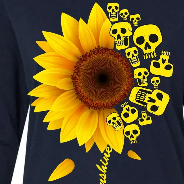 You Are My Sunshine Sunflower Skulls Womens Cotton Relaxed Long Sleeve T-Shirt