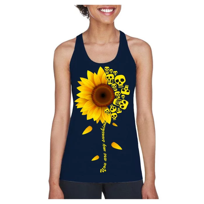 You Are My Sunshine Sunflower Skulls Women's Racerback Tank