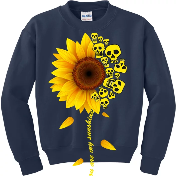 You Are My Sunshine Sunflower Skulls Kids Sweatshirt