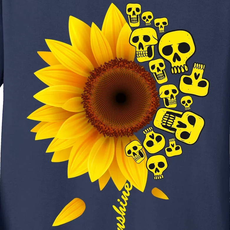 You Are My Sunshine Sunflower Skulls Kids Long Sleeve Shirt