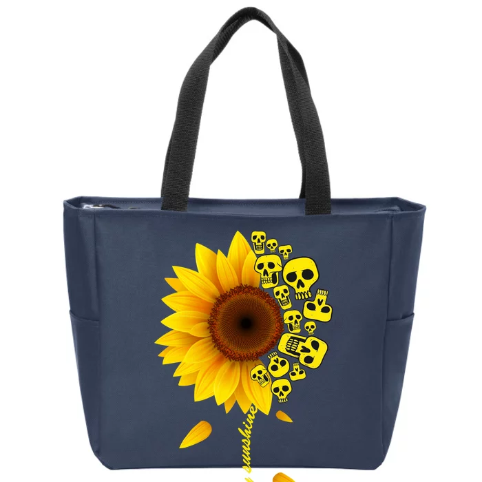 You Are My Sunshine Sunflower Skulls Zip Tote Bag