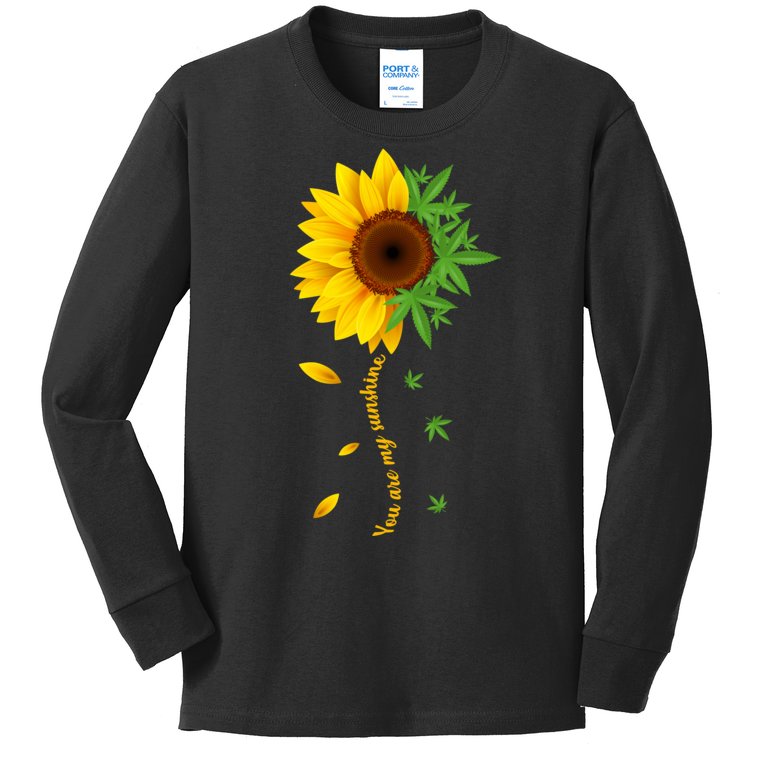 You Are My Sunshine Weed Sunflower Marijuana Kids Long Sleeve Shirt
