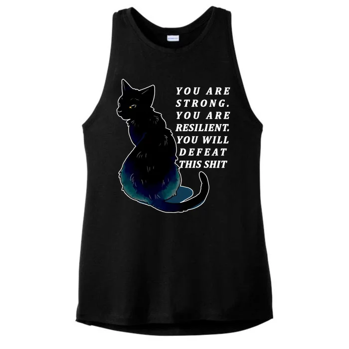 You Are Strong Resilient You Will Defeat This Shit Cat Ladies Tri-Blend Wicking Tank