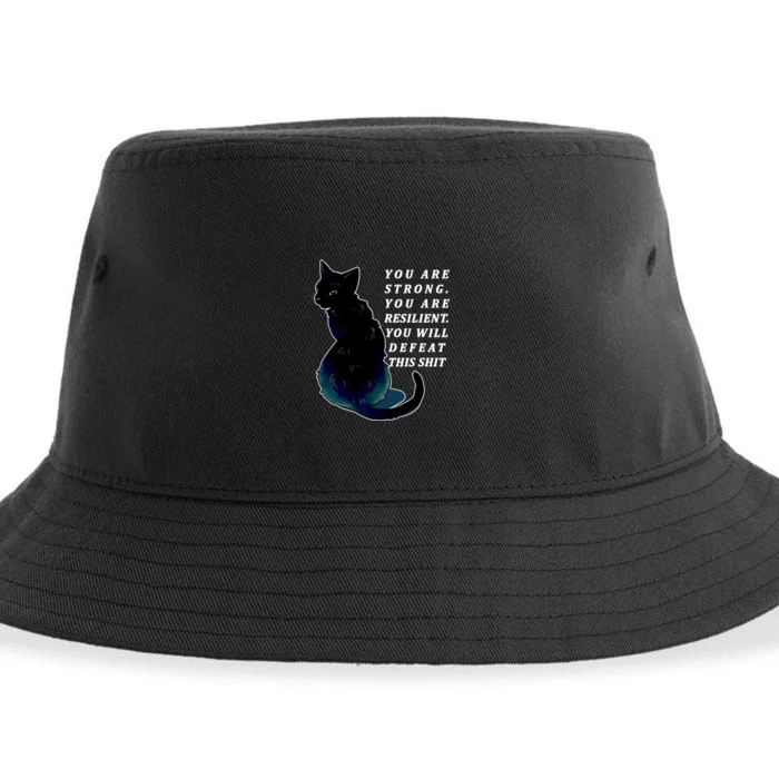 You Are Strong Resilient You Will Defeat This Shit Cat Sustainable Bucket Hat