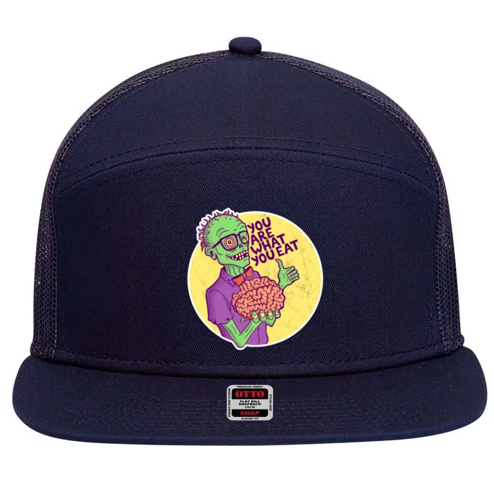 You Are What You Eat Zombie Nerd Brains 7 Panel Mesh Trucker Snapback Hat