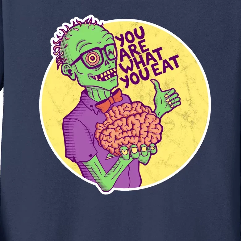 You Are What You Eat Zombie Nerd Brains Kids Long Sleeve Shirt