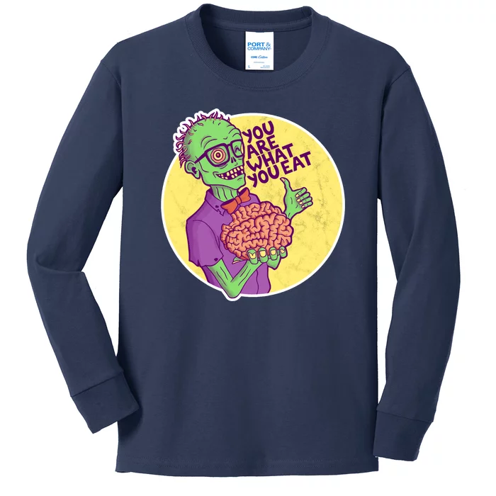 You Are What You Eat Zombie Nerd Brains Kids Long Sleeve Shirt