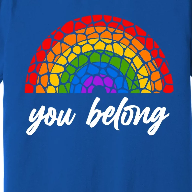 You Belong LGBTQ Stone Pattern Rainbow Premium T-Shirt