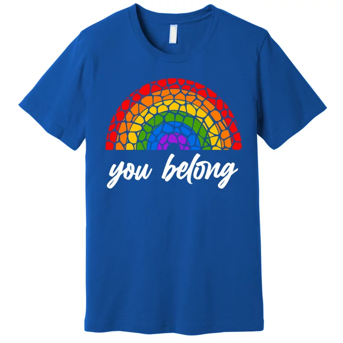 You Belong LGBTQ Stone Pattern Rainbow Premium T-Shirt