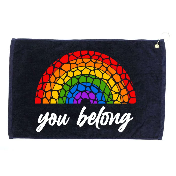 You Belong LGBTQ Stone Pattern Rainbow Grommeted Golf Towel