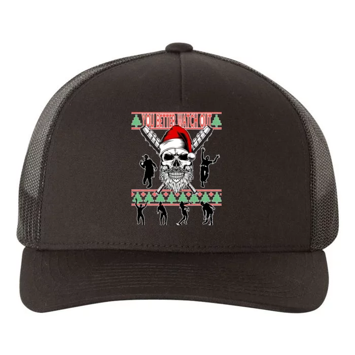 You Better Watch Out Zombie Santa Ugly Christmas Yupoong Adult 5-Panel Trucker Hat