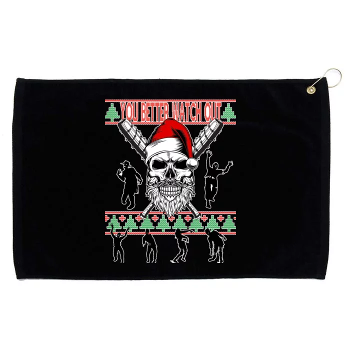 You Better Watch Out Zombie Santa Ugly Christmas Grommeted Golf Towel