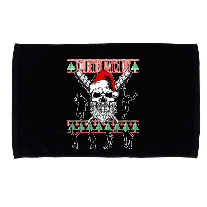 You Better Watch Out Zombie Santa Ugly Christmas Microfiber Hand Towel