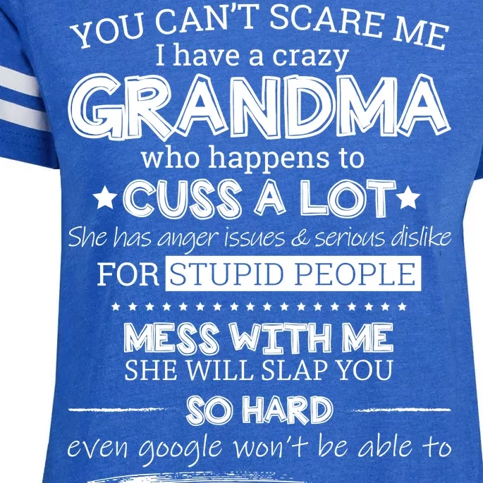 You Can't Scare Me I Have a Crazy Grandma Enza Ladies Jersey Football T-Shirt