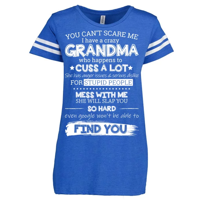 You Can't Scare Me I Have a Crazy Grandma Enza Ladies Jersey Football T-Shirt