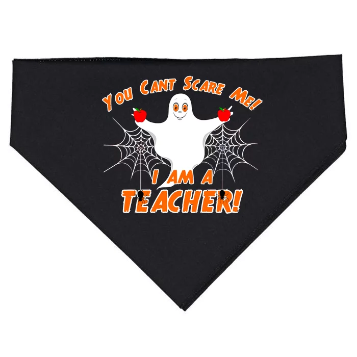 You Can't Scare Me I'm a Teacher Halloween Ghost Spiders USA-Made Doggie Bandana