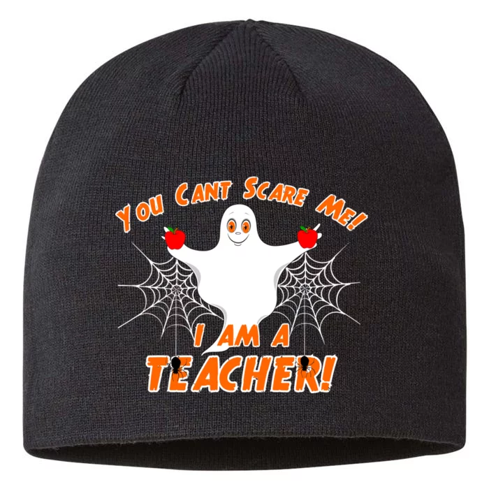 You Can't Scare Me I'm a Teacher Halloween Ghost Spiders 8 1/2in Sustainable Knit Beanie