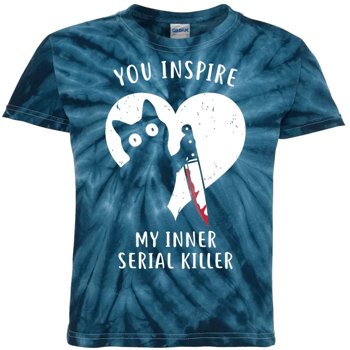 You Inspire My Inner Serial Killer Funny Cat Kids Tie-Dye T-Shirt